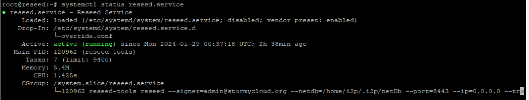 Reseed service status